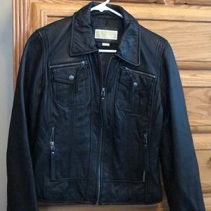 Black Michael Kors 100% leather jacket